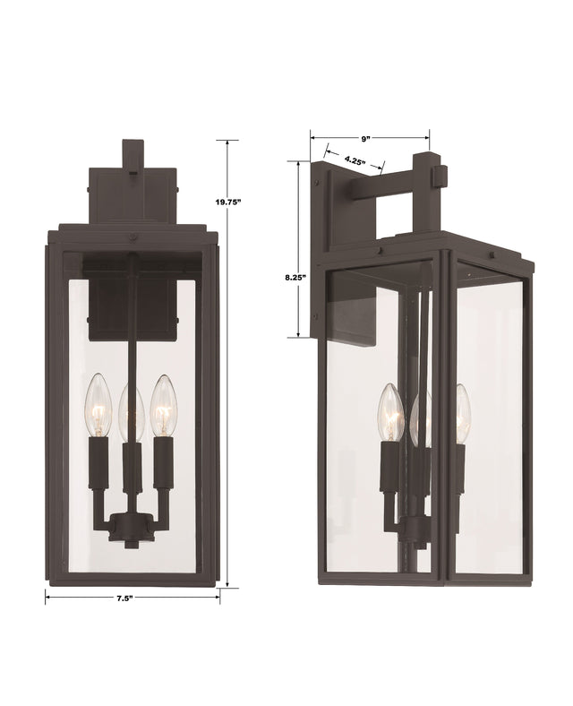 Byron 3 Light Matte Black Outdoor Sconce BYR-80103-MK