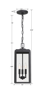 Byron 3 Light Matte Black Outdoor Pendant BYR-80105-MK