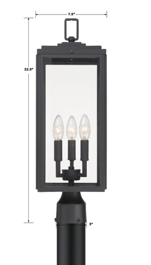 Byron 3 Light Matte Black Outdoor Post BYR-80109-MK