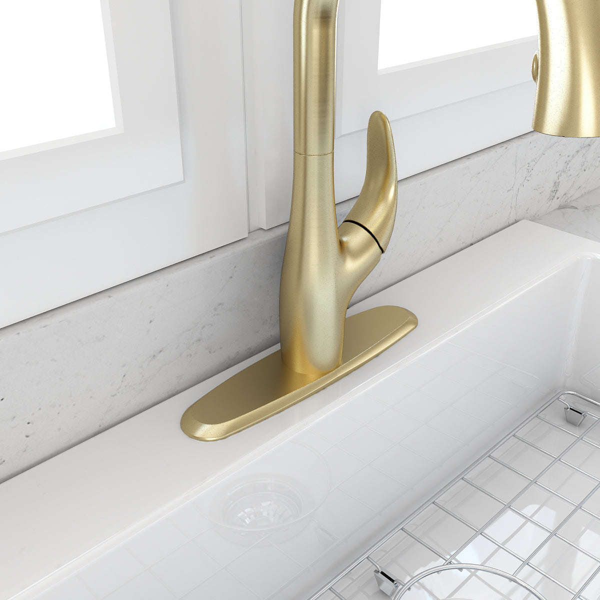 BOCCHI 2180 0004 BG Traditional Kitchen Faucet Deck Plate Oval Brushed Gold
