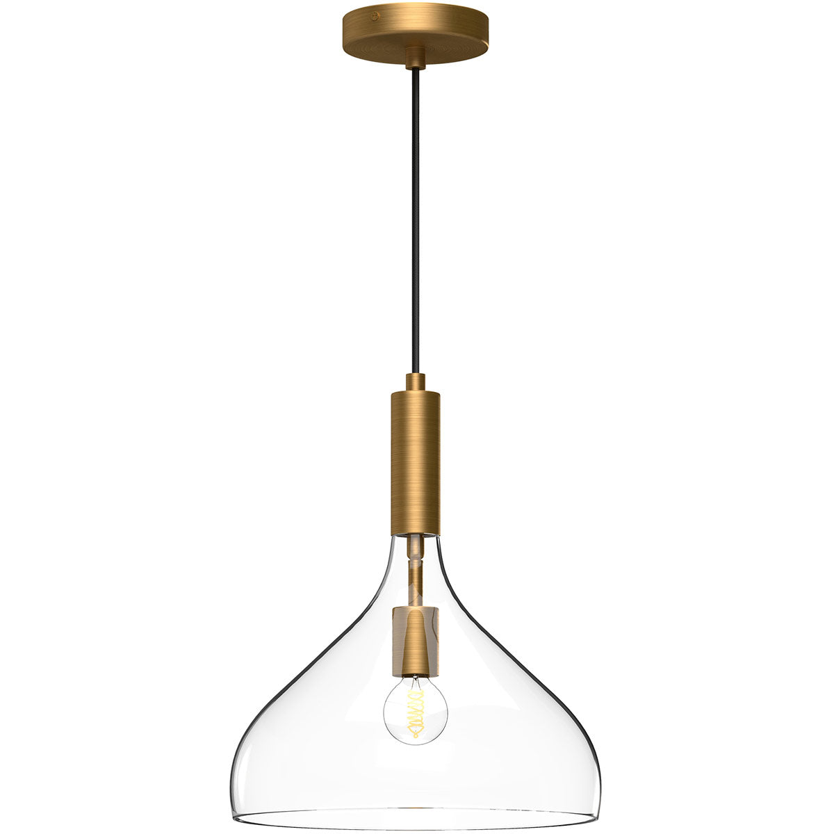 Alora PD532312AGCL BELLEVIEW 12" PD AGED BRASS CLEAR GLASS CORD 72 1X60W E26