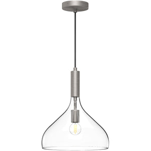 Alora PD532312BNCL BELLEVIEW 12" PD BRUSHED NICKEL CLEAR GLASS CORD 72 1X60W E26