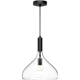 Alora PD532312MBCL BELLEVIEW 12" PD MATTE BLACK CLEAR GLASS CORD 72 1X60W E26