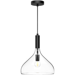 Alora PD532312MBCL BELLEVIEW 12" PD MATTE BLACK CLEAR GLASS CORD 72 1X60W E26