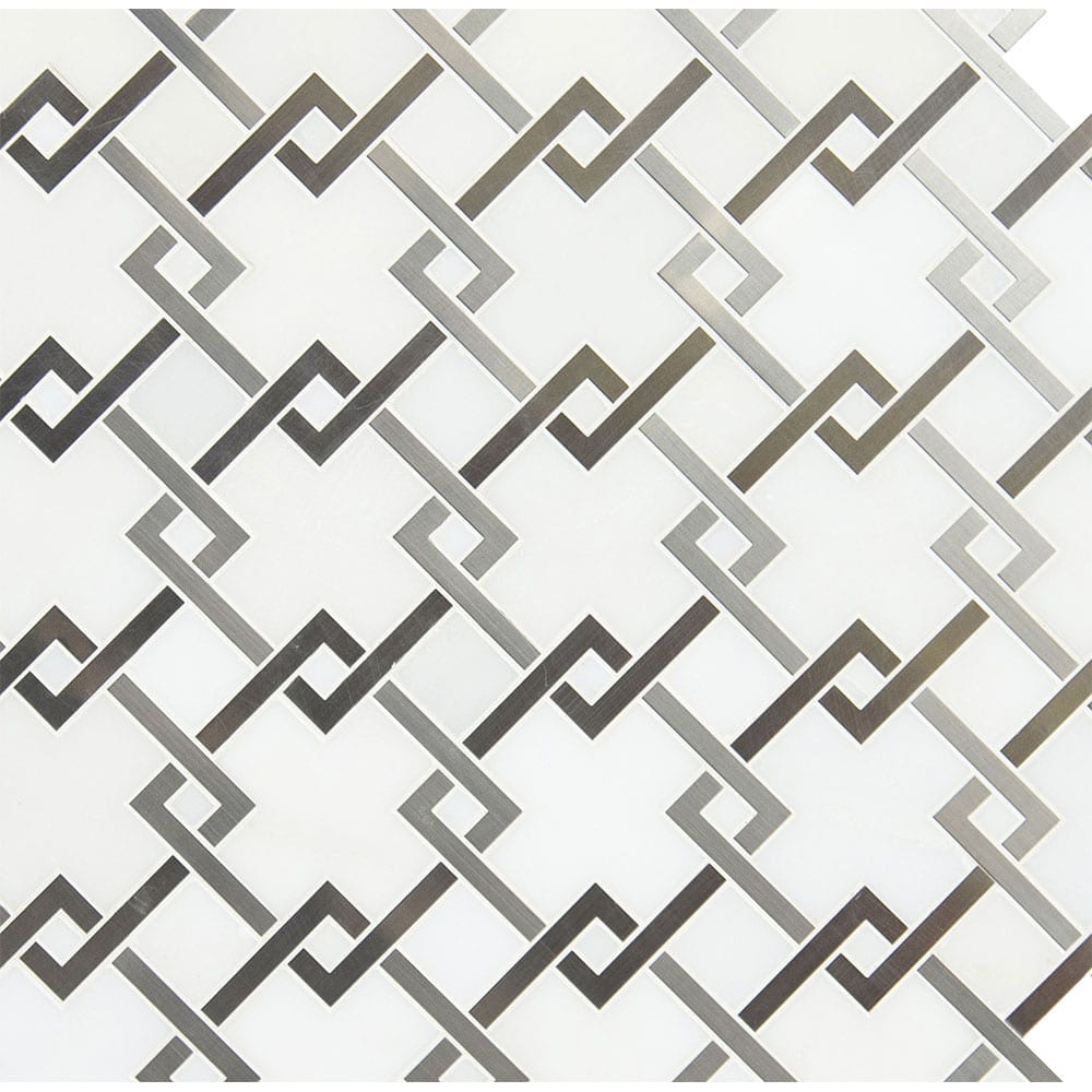 Blanco Lynx Stone Metal Mesh-Mounted Mosaic Tile 10.4"x10.47" Polished-MSI Collection BLANCO LYNX POLISHED PATTERN MOSAIC (Case)