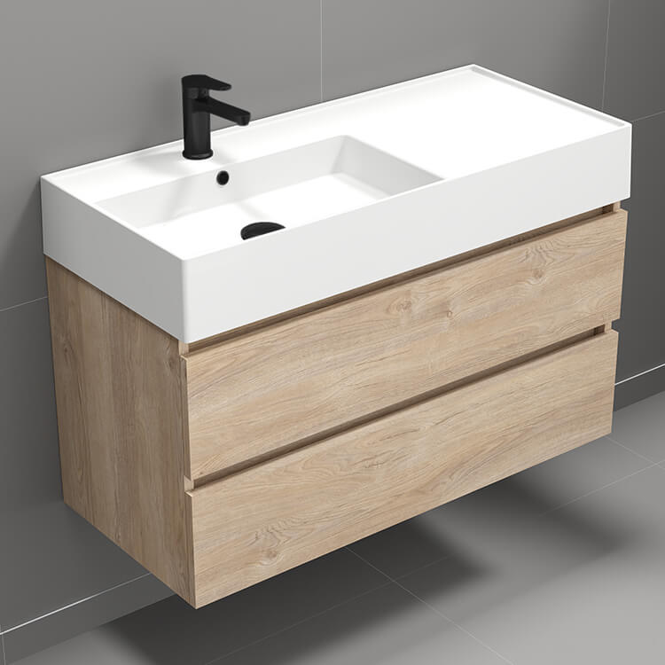 40" Bathroom Vanity, Modern, Brown Oak