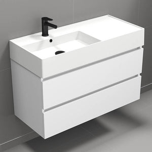 Modern Bathroom Vanity, 40", Wall Mounted, Glossy White