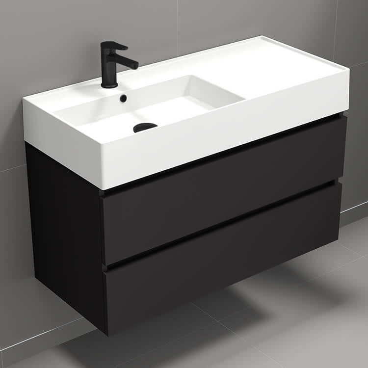 40" Bathroom Vanity, Floating, Black