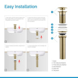 Blossom 1.25" Brushed Gold Brass Pop-Up Sink Drain With Overflow