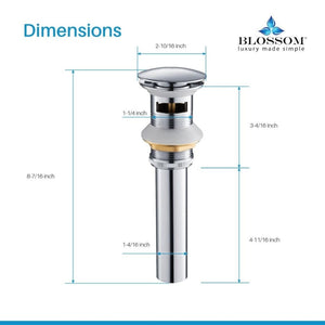 Blossom 1.25" Chrome Brass Pop-Up Sink Drain With Overflow