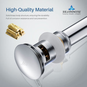 Blossom 1.25" Chrome Brass Pop-Up Sink Drain With Overflow