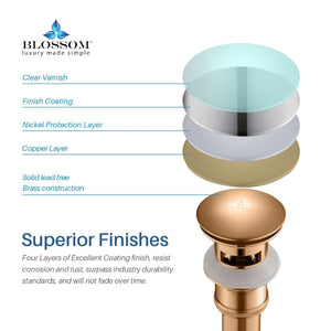 Blossom 1.25" Chrome Brass Pop-Up Sink Drain With Overflow