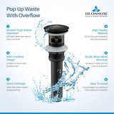 Blossom 1.25" Matte Black Brass Pop-Up Sink Drain With Overflow