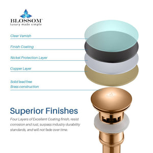 Blossom 1.25" Matte Black Brass Pop-Up Sink Drain With Overflow