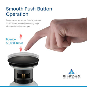 Blossom 1.25" Matte Black Brass Pop-Up Sink Drain With Overflow