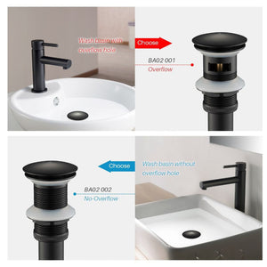 Blossom 1.25" Matte Black Brass Pop-Up Sink Drain With Overflow