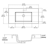 Blossom 36" x 18" White Rectangular Acrylic Vanity Top With Integrated Single Sink And Overflow