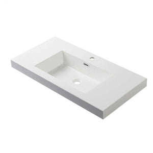 Blossom 36" x 18" White Rectangular Acrylic Vanity Top With Integrated Single Sink And Overflow
