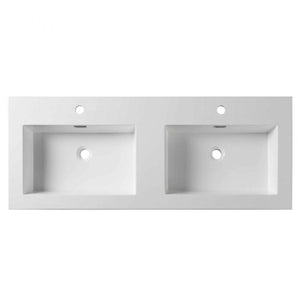 Blossom 48" x 18" White Rectangular Acrylic Vanity Top With Integrated Double Sink And Overflow