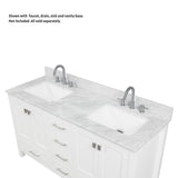 Blossom 60" x 22" Widespread Carrara Marble Vanity Top With Backsplash