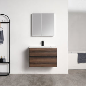 Blossom Annecy 30" Dark Walnut Strip Single Sink Vanity Base