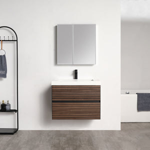 Blossom Annecy 30" Dark Walnut Strip Single Sink Vanity Base