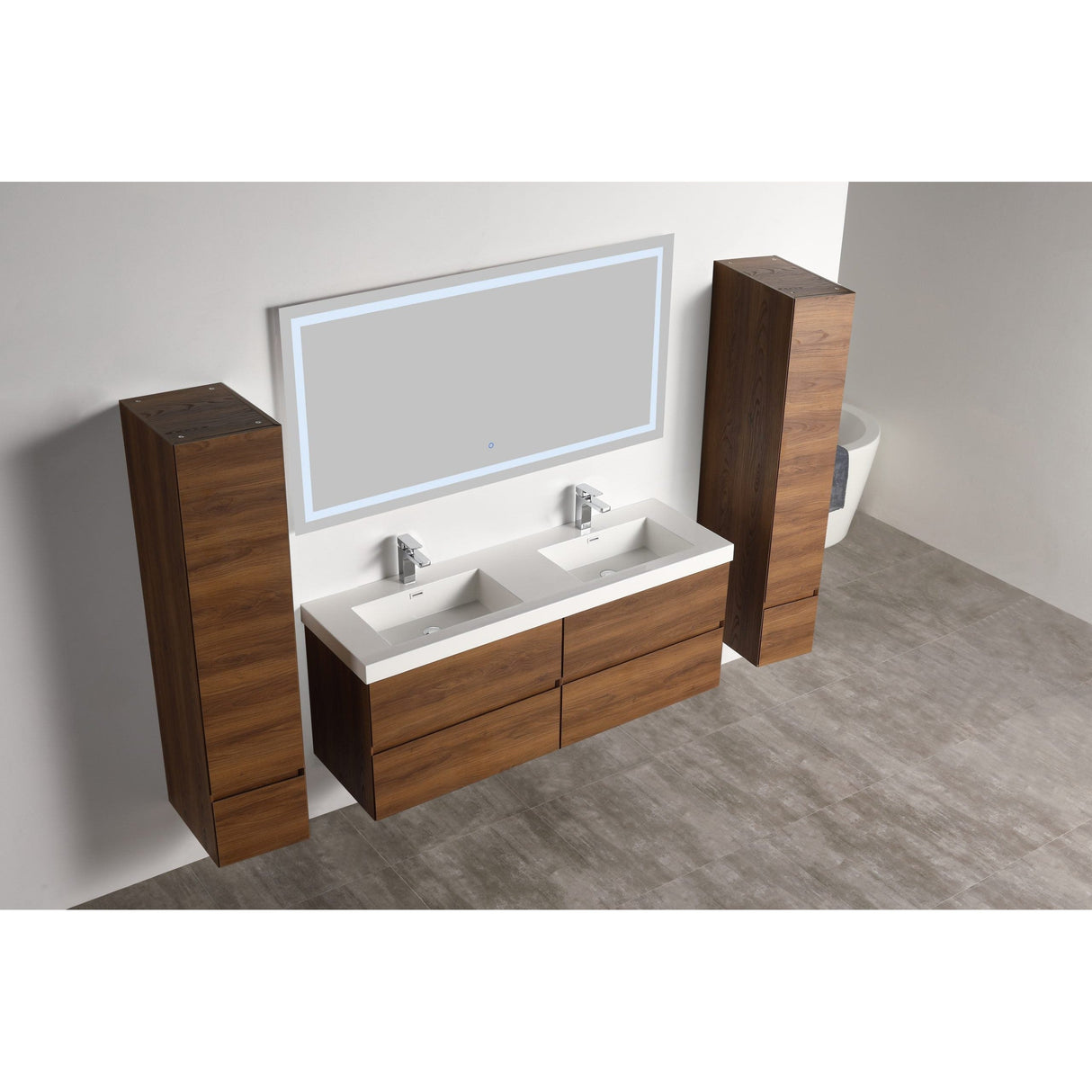 Blossom Assisi 48" Brown Walnut Double Sink Vanity Base