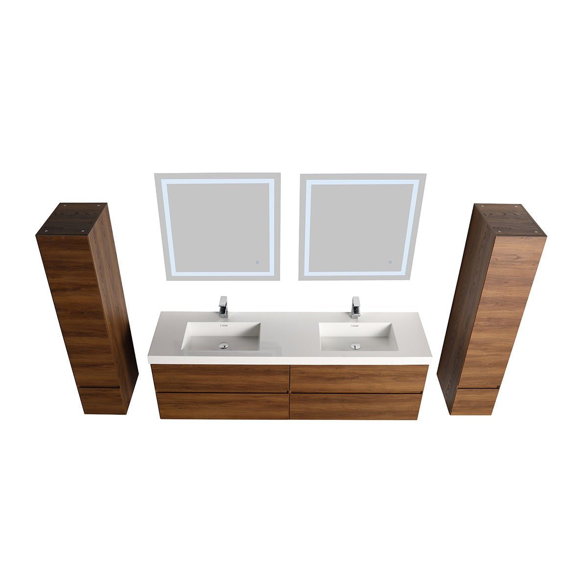 Blossom Assisi 72" Brown Walnut Double Sink Vanity Base