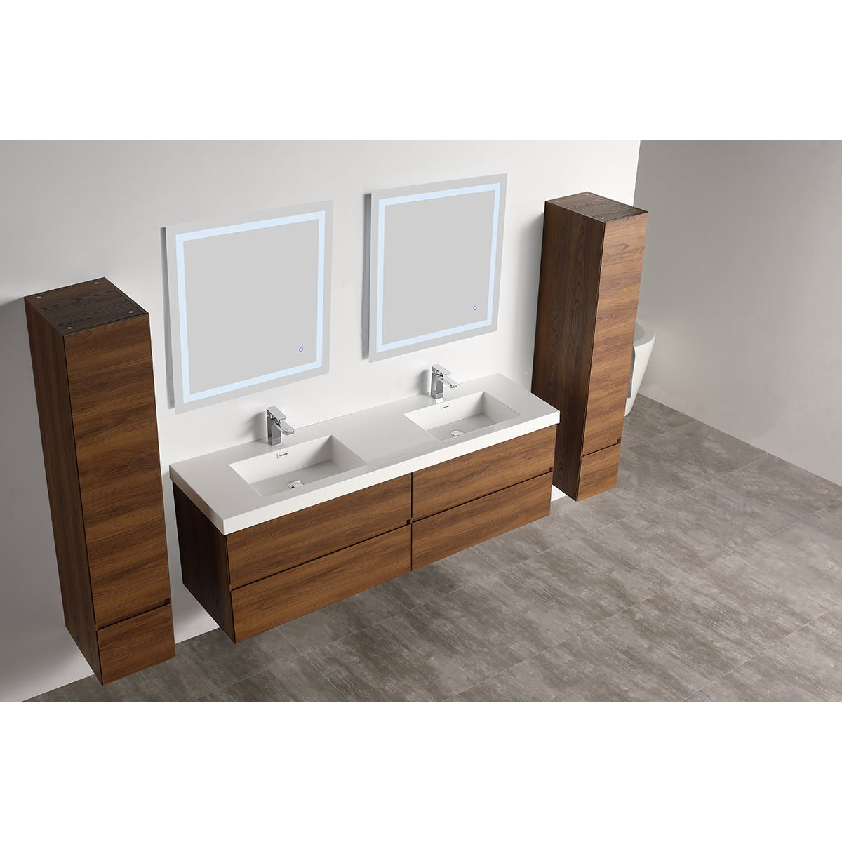 Blossom Assisi 72" Brown Walnut Double Sink Vanity Base
