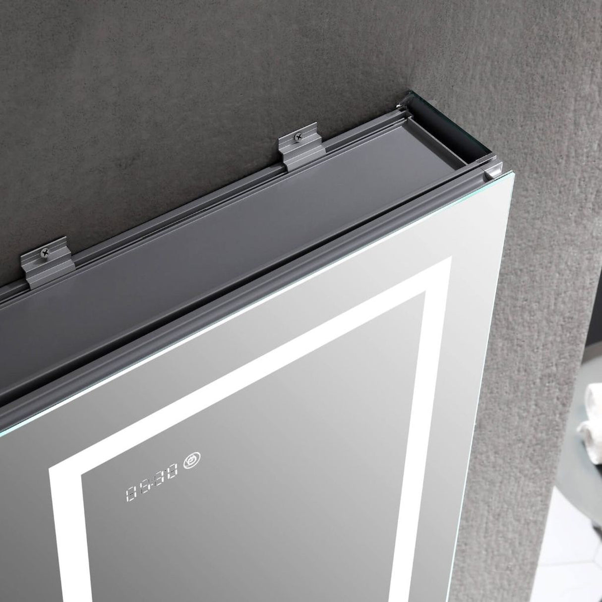 Blossom Asta 24" Recessed or Surface Mount Left and Right-Hinged Door LED Mirror Medicine Cabinet Set Of 2 With Adjustable Glass Shelves, Built-In Defogger, Dimmer, Digital Clock, Temp Display, USB & Electrical Outlet