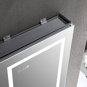 Blossom Asta 24" Recessed or Surface Mount Left and Right-Hinged Door LED Mirror Medicine Cabinet Set Of 2 With Adjustable Glass Shelves, Built-In Defogger, Dimmer, Digital Clock, Temp Display, USB & Electrical Outlet