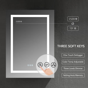 Blossom Asta 24" Recessed or Surface Mount Left and Right-Hinged Door LED Mirror Medicine Cabinet Set Of 2 With Adjustable Glass Shelves, Built-In Defogger, Dimmer, Digital Clock, Temp Display, USB & Electrical Outlet