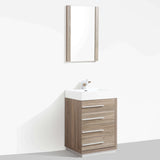 Blossom Barcelona 30" 4-Drawer Cart Oak Freestanding Vanity Set With Acrylic Drop-In Single Sink