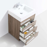 Blossom Barcelona 30" 4-Drawer Cart Oak Freestanding Vanity Set With Acrylic Drop-In Single Sink And Mirror