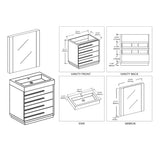 Blossom Barcelona 30" 4-Drawer Cart Oak Freestanding Vanity Set With Acrylic Drop-In Single Sink And Mirror