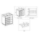 Blossom Barcelona 30" 4-Drawer Dark Oak Freestanding Vanity Set With Acrylic Drop-In Single Sink
