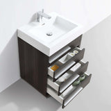Blossom Barcelona 30" 4-Drawer Dark Oak Freestanding Vanity Set With Acrylic Drop-In Single Sink And Mirror