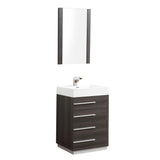 Blossom Barcelona 30" 4-Drawer Dark Oak Freestanding Vanity Set With Acrylic Drop-In Single Sink And Mirror