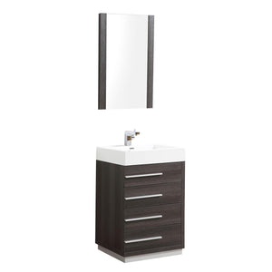 Blossom Barcelona 30" 4-Drawer Dark Oak Freestanding Vanity Set With Acrylic Drop-In Single Sink And Mirror
