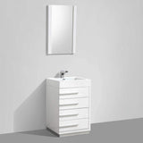 Blossom Barcelona 30" 4-Drawer White Freestanding Vanity Set With Acrylic Drop-In Single Sink And Mirror