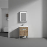 Blossom Bari 24" 2-Door Classic Oak Freestanding Single Vanity Base With Adjustable Shelf, Chrome Handles & Legs