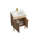 Blossom Bari 24" 2-Door Maple Freestanding Single Vanity Base With Adjustable Shelf, Brushed Gold Handles & Legs