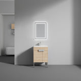 Blossom Bari 24" 2-Door Maple Freestanding Single Vanity Base With Adjustable Shelf, Chrome Handles & Legs