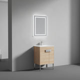 Blossom Bari 24" 2-Door Maple Freestanding Single Vanity Base With Adjustable Shelf, Chrome Handles & Legs