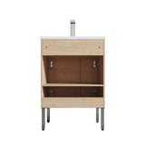 Blossom Bari 24" 2-Door Maple Freestanding Single Vanity Base With Adjustable Shelf, Chrome Handles & Legs
