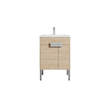 Blossom Bari 24" 2-Door Maple Freestanding Single Vanity Base With Adjustable Shelf, Chrome Handles & Legs