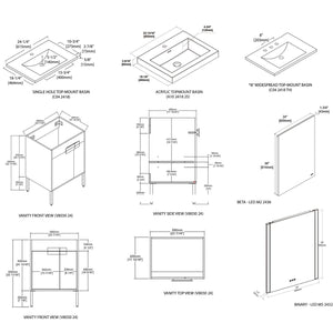 Blossom Bari 24" 2-Door Maple Freestanding Single Vanity Base With Adjustable Shelf, Matte Black Handles & Legs