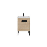 Blossom Bari 24" 2-Door Maple Freestanding Single Vanity Base With Adjustable Shelf, Matte Black Handles & Legs