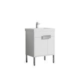 Blossom Bari 24" 2-Door White Freestanding Single Vanity Base With Adjustable Shelf, Chrome Handles & Legs