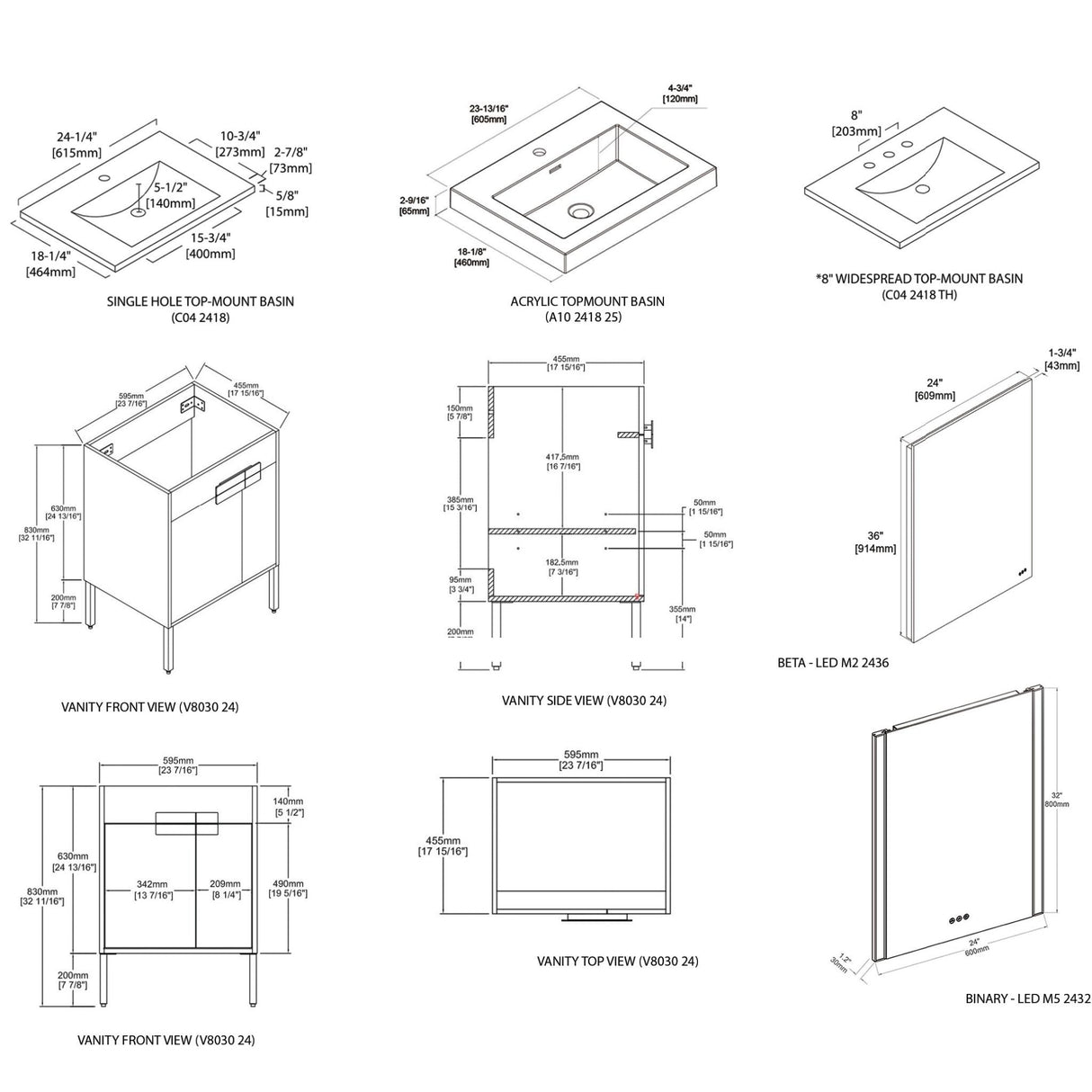 Blossom Bari 24" 2-Door White Freestanding Single Vanity Base With Adjustable Shelf, Chrome Handles & Legs